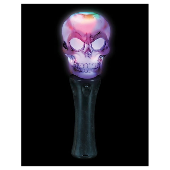 7.5" Kids Halloween Trick or Treat Toy Costume LED Light Up Skull Wand