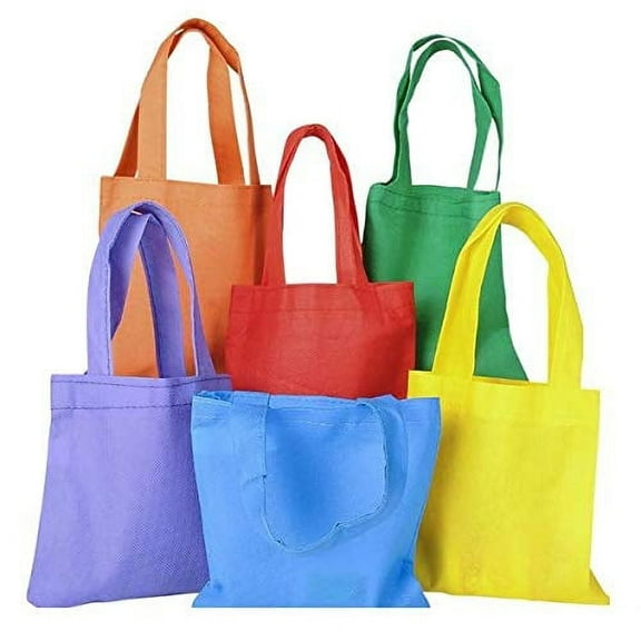 Rhode Island Novelty Child Fabric Solid Print Shopper Tote Handbag, Multicolor, 12-Piece