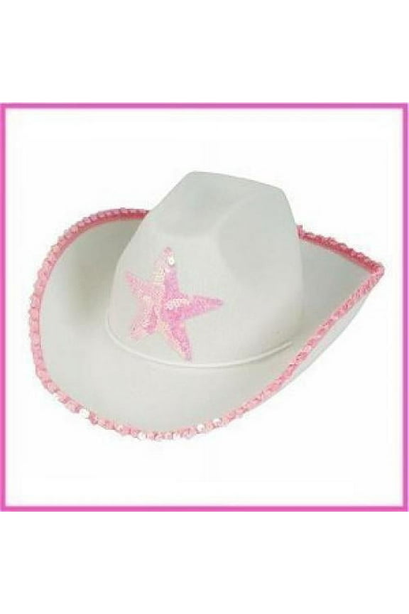 Country Girls White Pink Cowboy Cow Boy Hat Sequin Star