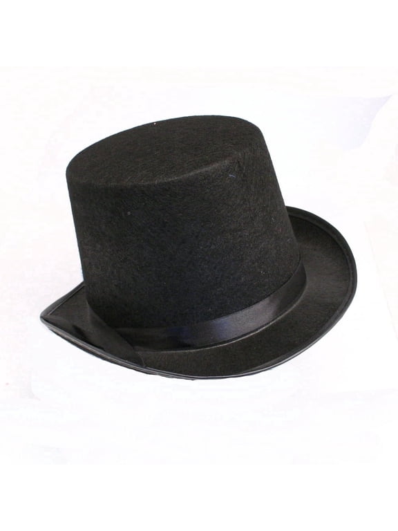 Black Felt Top Hat, 6 Inch Adult Costume Hat for Birthdays, New Year's & Photos