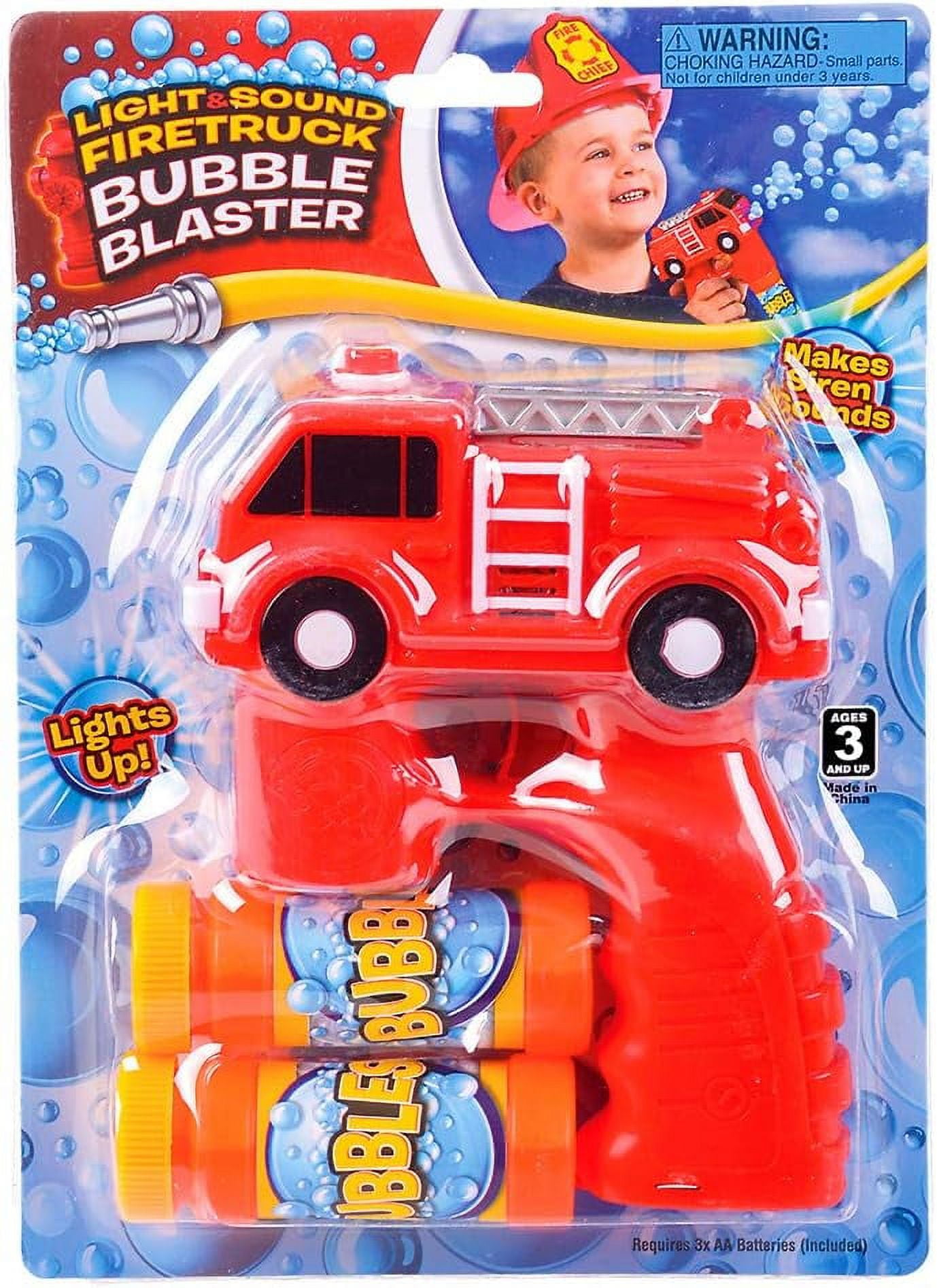 Rhode Island Novelty Fire Truck Bubble Blaster - Handheld Fire Truck Automatic Bubble Maker for Kids with Lights and Sounds, Kids Bubble Blaster Toy with Bubble Liquid for Kids Outdoor Fun - 5 Inches