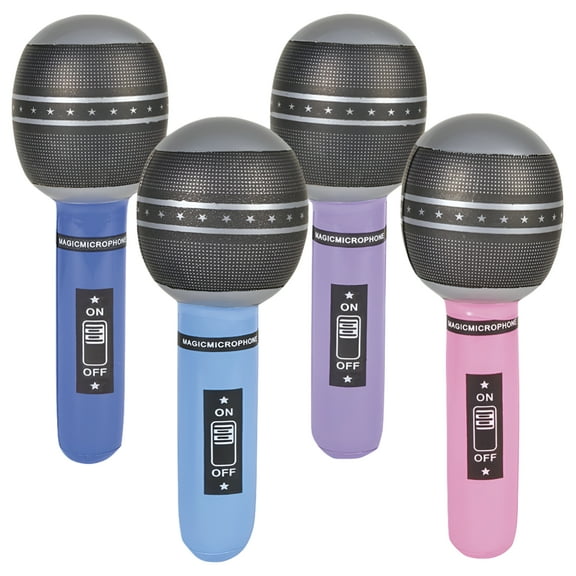 Rhode Island Novelty Inflatable Prop Microphones 12 Count Assorted Colors Costume Accessory