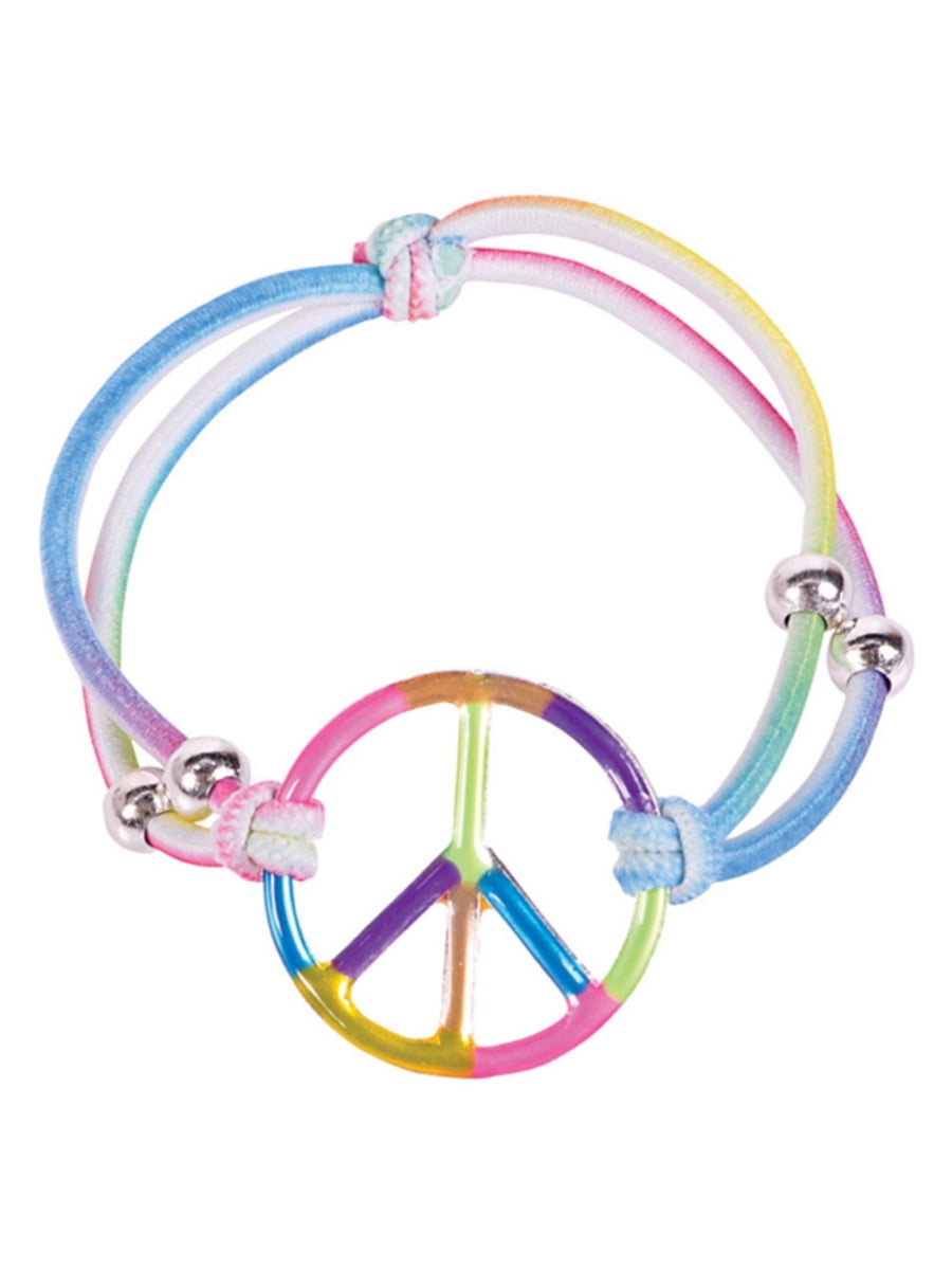 60s Peace Sign Hippie Medallion Adult Silver 60s Peace Sign Hippie Medallion Adult Silver