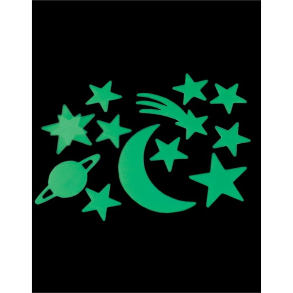 Lot of 144 Glow In The Dark Star and Moon Stick-On Rubber Stickers