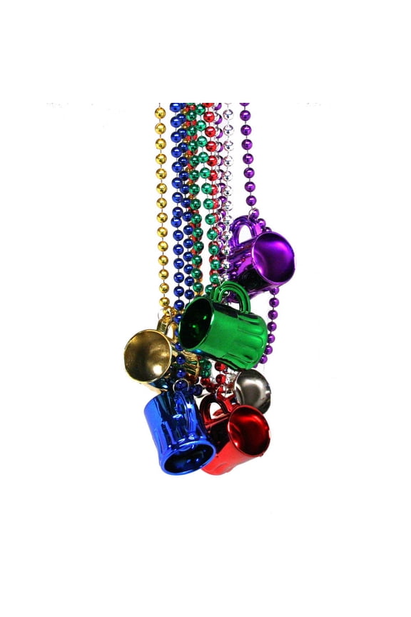 Mardi Gras Mug Shot Glass Beads 12 Necklaces