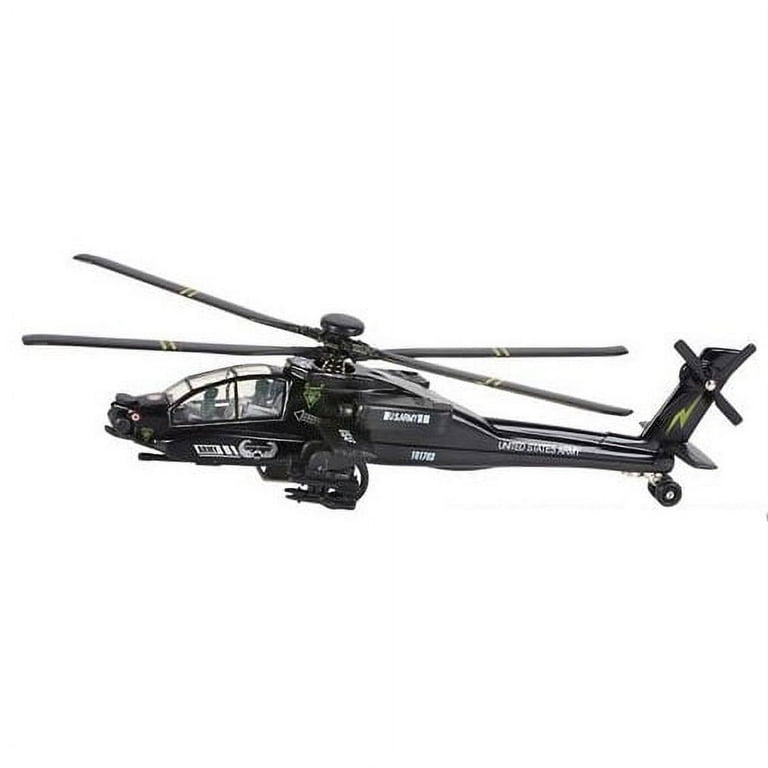 Rhode Island Novelty Pull Back Die Cast Metal Vehicle APACHE HELICOPTER Black 8 inch Walmart