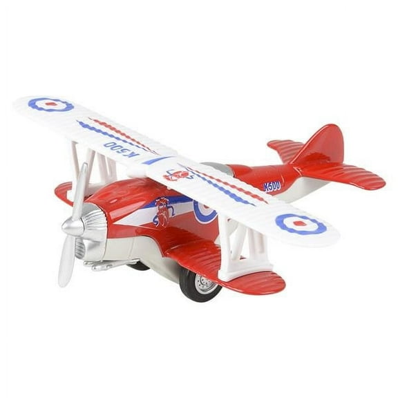 Rhode Island Novelty - Pull Back Die-Cast Metal Vehicle - CLASSIC BIPLANE (Red)(5 inch)