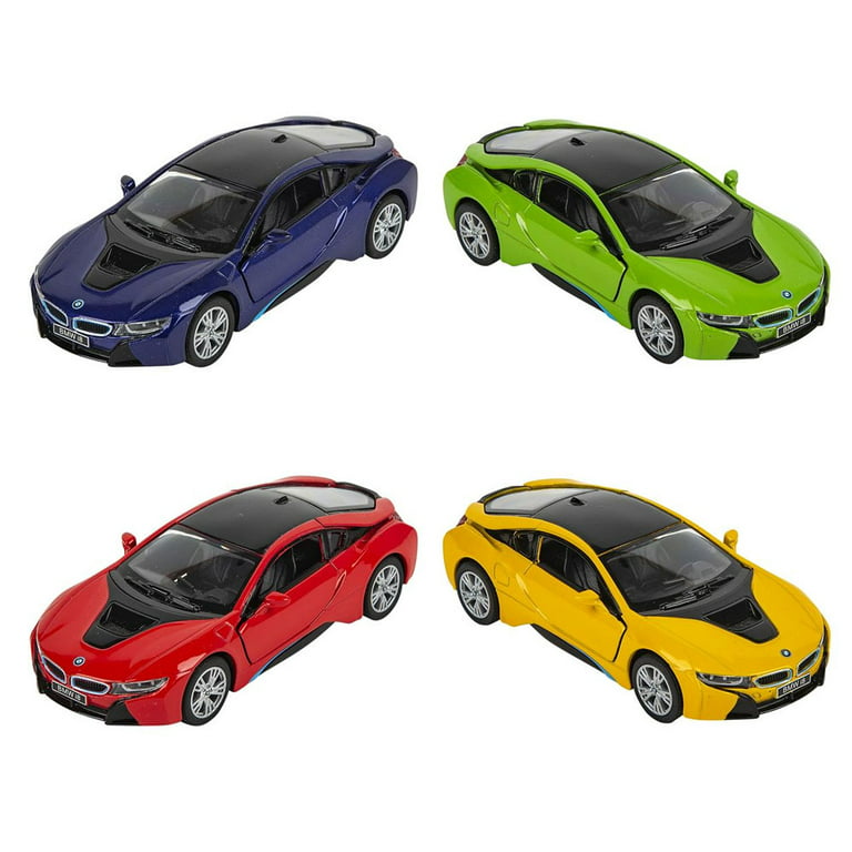 Rhode Island Novelty - Pull Back Die-Cast Metal Vehicles - SET OF 4 BMW i8  Colors (5 in) 1:36 Scale 