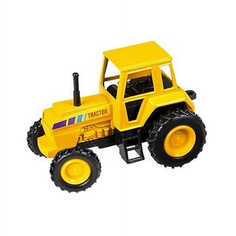 Rhode Island Novelty Pull Back Die Cast Vehicle FARM TRACTOR Yellow 3.75 inch