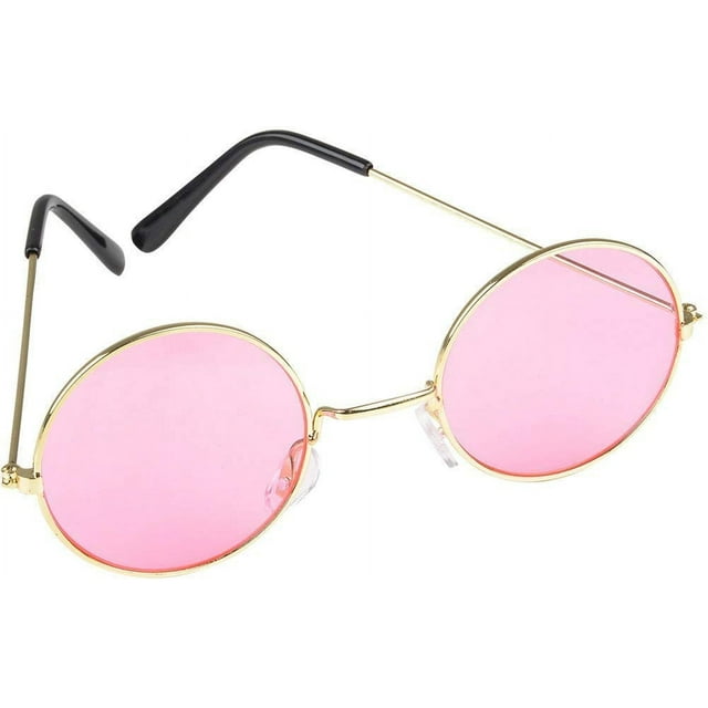 Rhode Island Novelty Round Color Lens Sunglasses 1 Pair of Pink Glasses