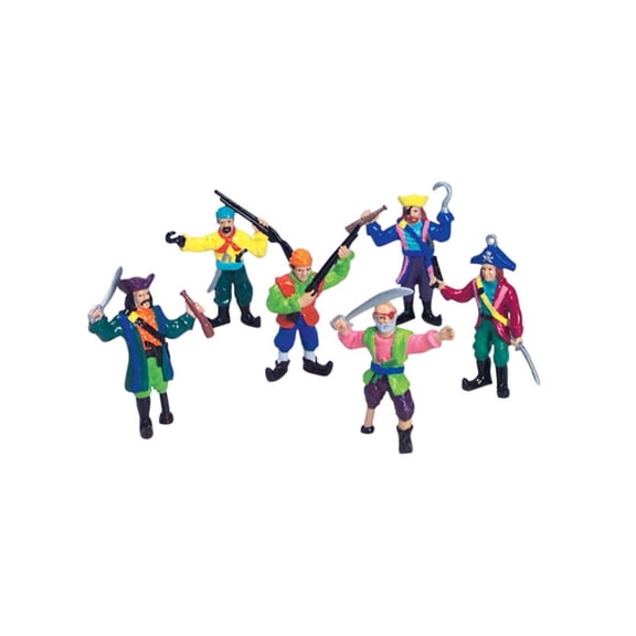 Rhode Island Novelty 2.5 Inch Pirate Figures Set of 12, Swashbuckler Party Favors for Kids