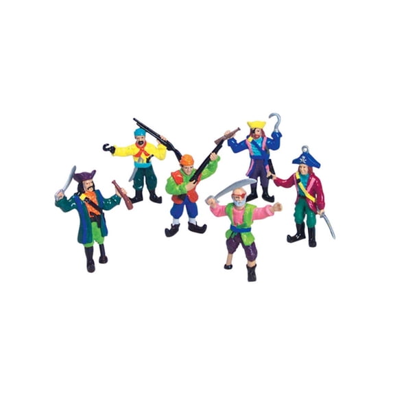 Rhode Island Novelty 2.5 Inch Pirate Figures Set of 12, Swashbuckler Party Favors for Kids