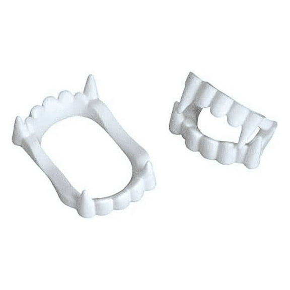 Set of 12 White Economy Plastic Costume Accessory Vampire Werewolf Fangs Teeth