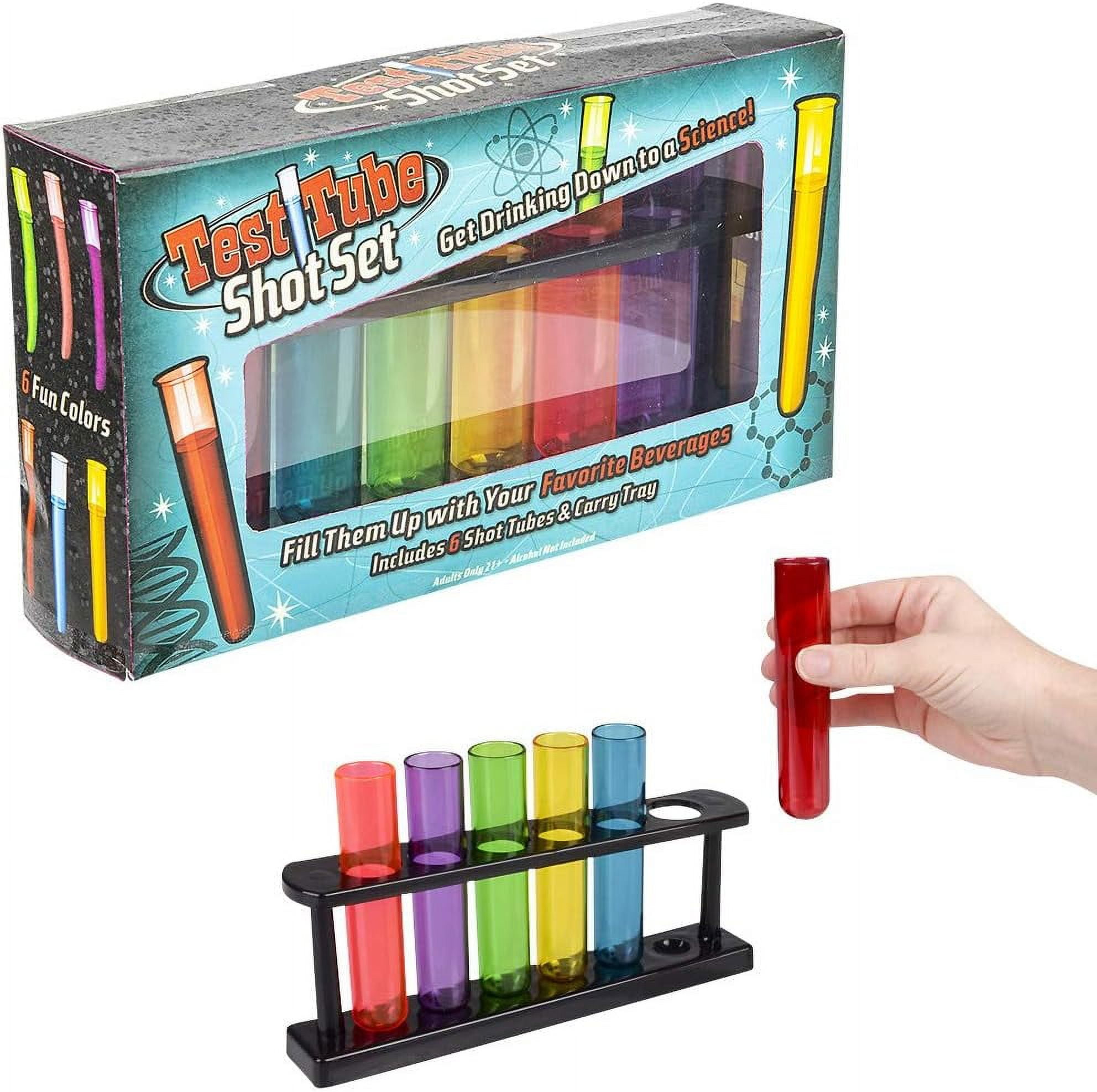 Rhode Island Novelty Test Tube Shooter Glasses With Test Tube Rack Set