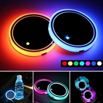 Walbest LED Car Cup Holder Lights,7 Colors Changing USB Charging Mat Waterproof Cup Pad,LED Interior Atmosphere Lamp Decoration Light Car Accessories