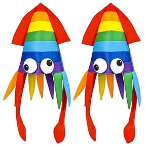 Rhode Island Novelty Unisex-Adult's Novelty Rainbow Squid Costume Party Hat Cap (2 Pack), Medium