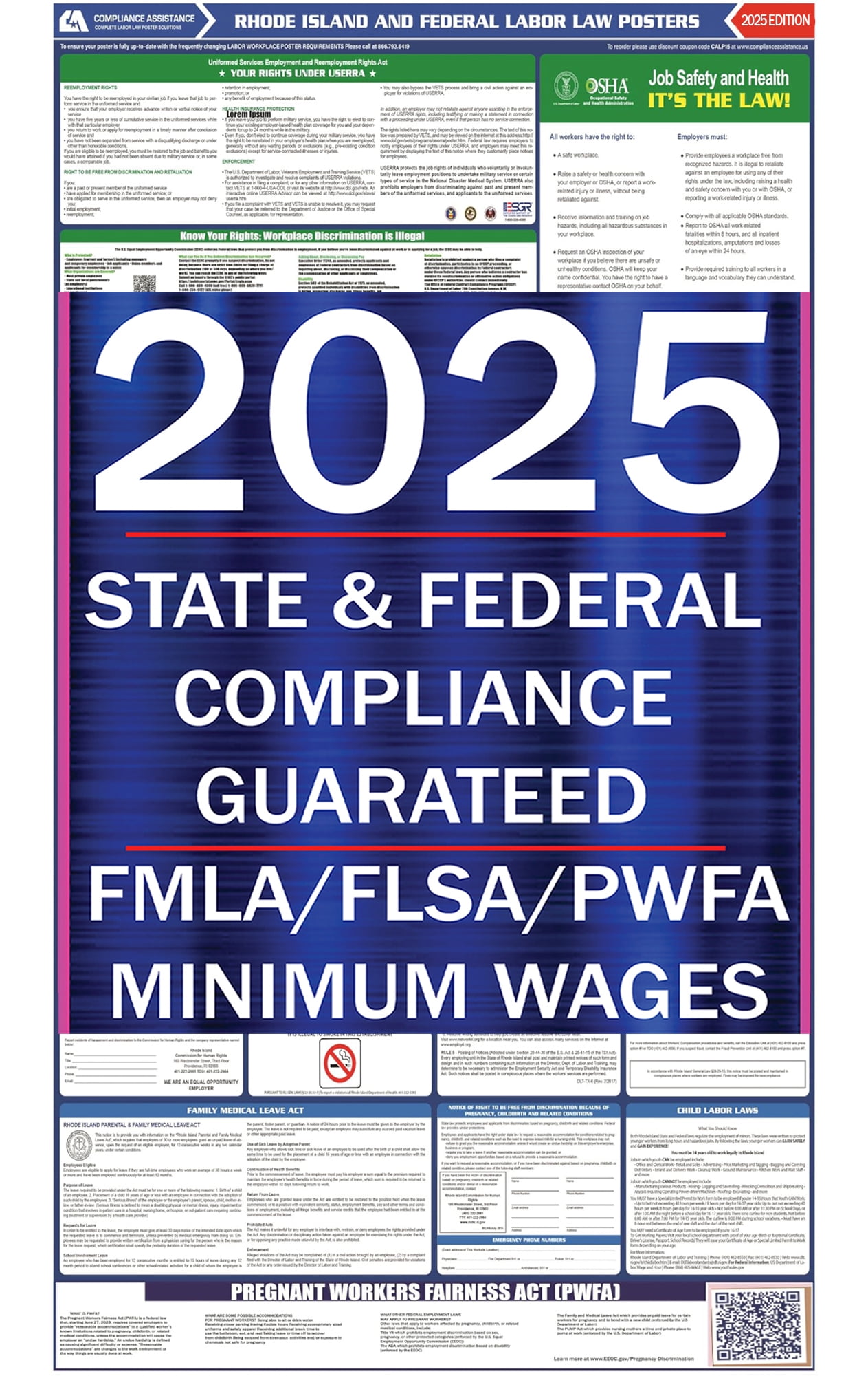 Rhode Island Ri 2025 State Labor Law Poster State Federal And Osha