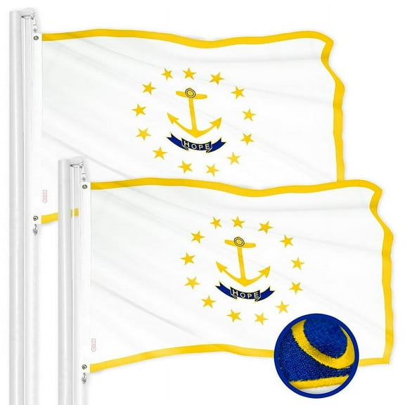 Rhode Island RI State Flag 3x5FT 2-Pack Embroidered Polyester By G128