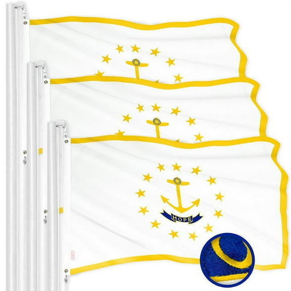 Rhode Island RI State Flag 3x5FT 3-Pack Embroidered Polyester By G128