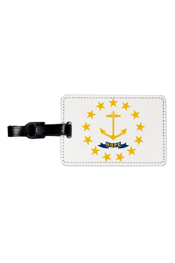 Rhode Island RI State Flag Faux Leather Travel Luggage Tag