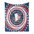 thumbnail image 1 of Rhode Island Soft Flannel Fleece Throw Blanket, United States of America Text with the Flag and Swirled Stars, Cozy Plush for Indoor and Outdoor Use, 60" x 80", Night Blue White, by Ambesonne, 1 of 6