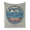 thumbnail image 1 of Rhode Island Soft Flannel Fleece Throw Blanket, United States Ocean State of America Grungy Western Style Illustration, Cozy Plush for Indoor and Outdoor Use, 60" x 80", Multicolor, by Ambesonne, 1 of 6