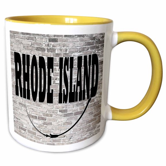 3drose, Rhode Island. State Capital Is Providence., 11oz Two-tone Yellow Mug