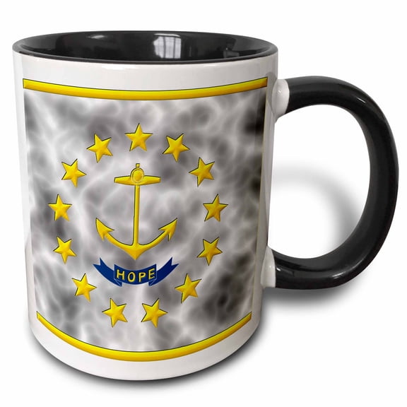 3drose, Rhode-island State Flag, 11oz Two-tone Black Mug