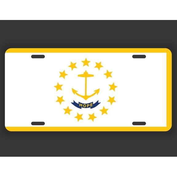 Rhode Island State Flag License Plate Tag Vanity Novelty Metal | UV Printed Metal | 6-Inches By 12-Inches | Car Truck RV Trailer Wall Shop Man Cave | VLP064