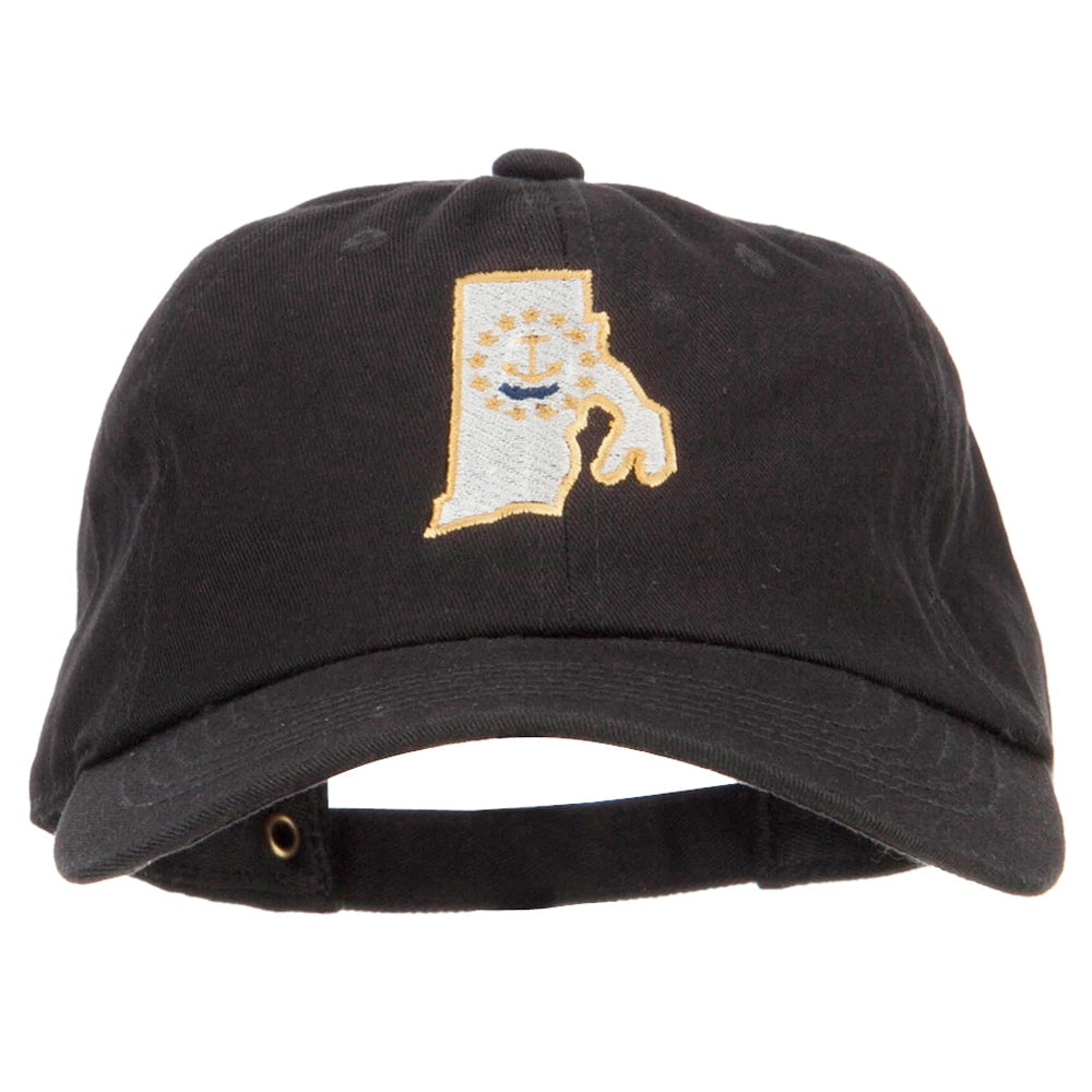 Rhode Island State Flag Map Embroidered Unstructured Washed Cap - Black ...