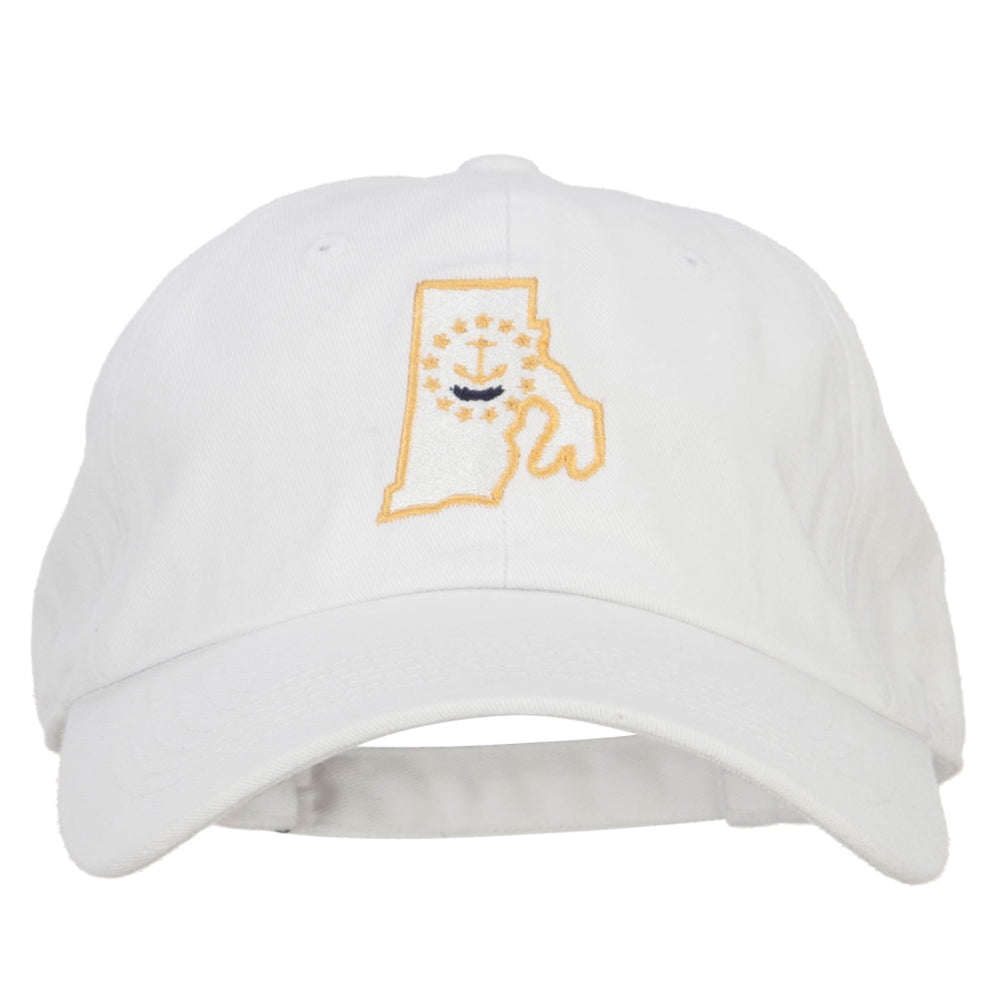 Rhode Island State Flag Map Embroidered Unstructured Washed Cap - White ...