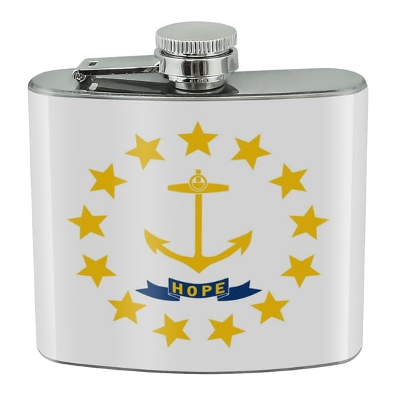 Rhode Island State Flag Stainless Steel 5oz Hip Drink Kidney Flask
