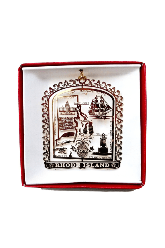 Rhode Island State Landmarks Brass Ornament