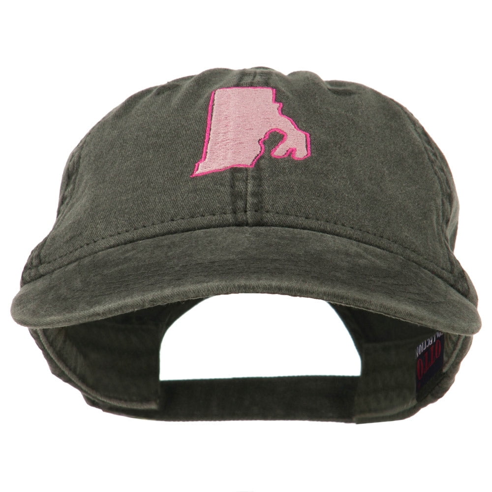 Rhode Island State Map Embroidered Washed Cotton Cap - Black OSFM ...