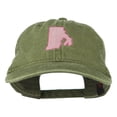 thumbnail image 1 of Rhode Island State Map Embroidered Washed Cotton Cap - Olive Green OSFM, 1 of 5