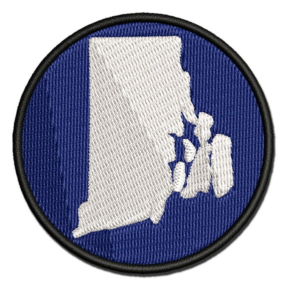 Rhode Island State Silhouette Applique Multi-Color Embroidered Iron-On Patch - 2.5 Inch Small