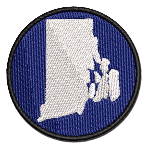 Rhode Island State Silhouette Applique Multi-Color Embroidered Iron-On Patch - 2.5 Inch Small