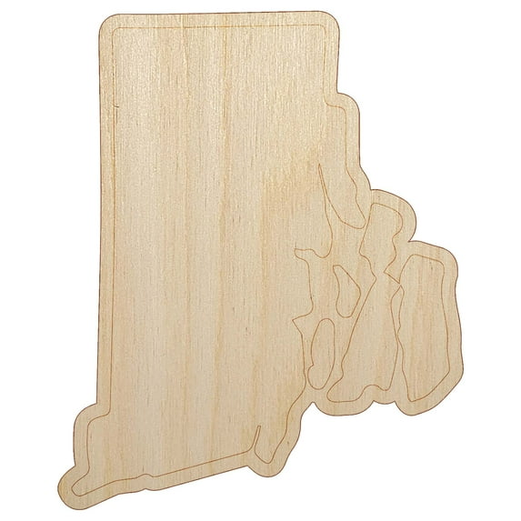 Rhode Island State Silhouette Wood Shape Unfinished Piece Cutout Craft DIY Projects - 4.70 Inch Size - 1/8 Inch Thick