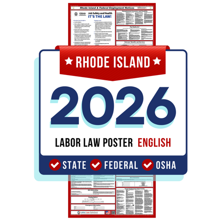 Rhode Island State and Federal Labor Law Poster 2026 - Non-Laminated Paper