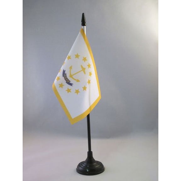 Rhode Island Table Flag 4'' x 6'' plastic stick and base