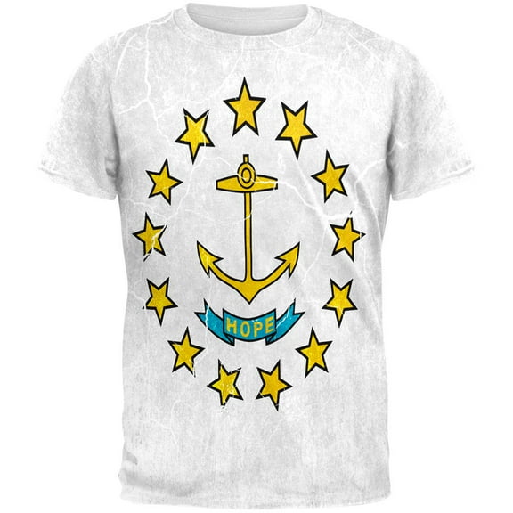 Rhode Island Vintage Distressed State Flag All Over Mens T Shirt Multi 2XL