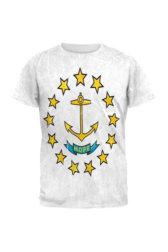 Rhode Island Vintage Distressed State Flag All Over Mens T Shirt Multi SM