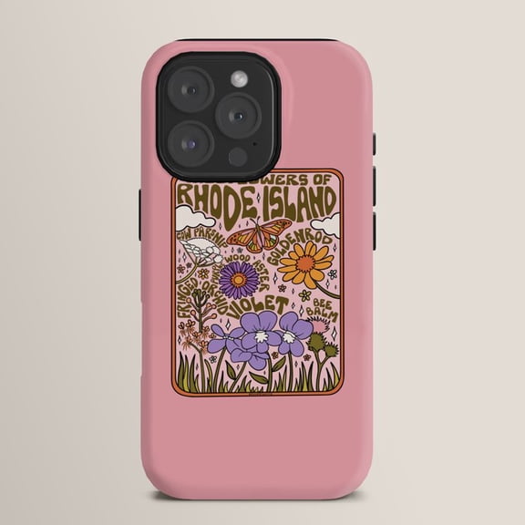Rhode Island Wildflowers, Butterflies and Bee Tough Case for Apple iPhone, Polycarbonate and TPU