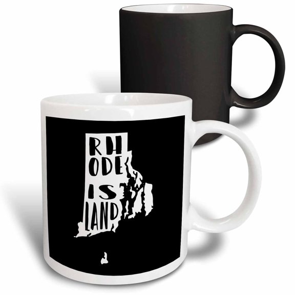 3drose, Rhode Island Written Inside the State. Black Background., 11oz Magic Transforming Mug