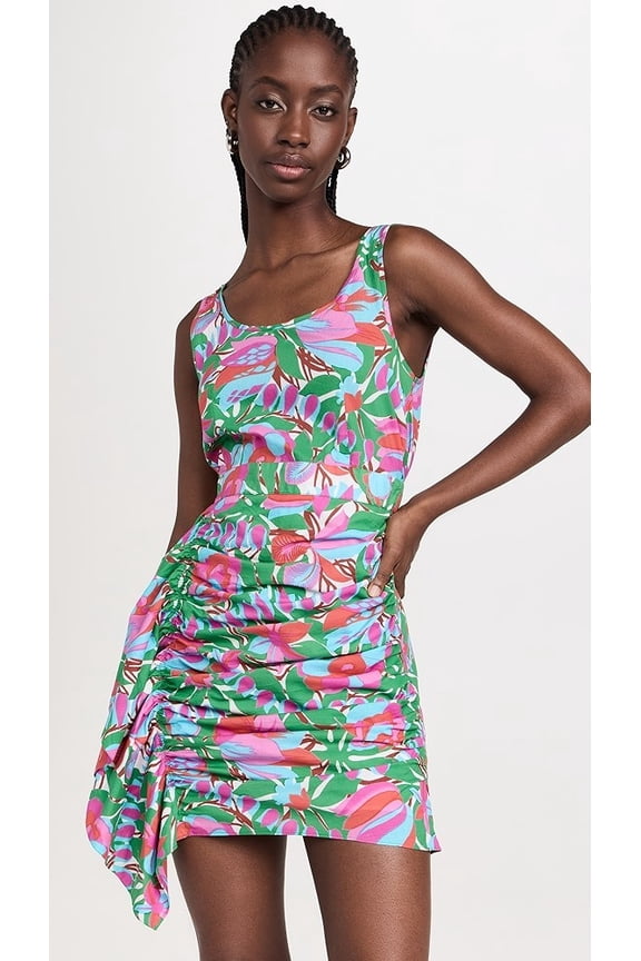 WHITE FLEUR TROPICALE Women's Tilda Floral Draped Mini Dress, US 0