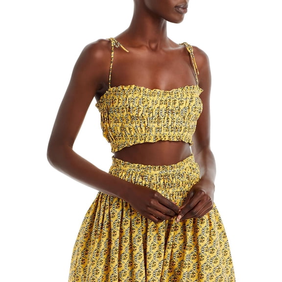 Rhode Womens Pari Printed Pleated Cropped