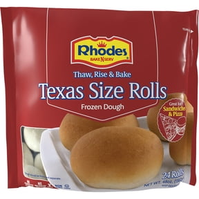 Rhodes Bake-N-Serv Frozen White Texas Rolls 48 oz Bag, 24 Large Dinner Rolls