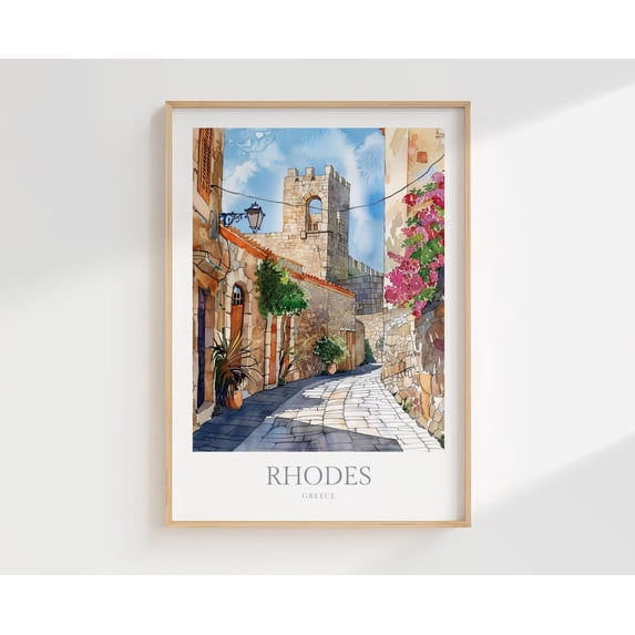 Rhodes Greece Wall Art Home Decor Design2 Poster Design2 Poster, Stretched Size 12x18