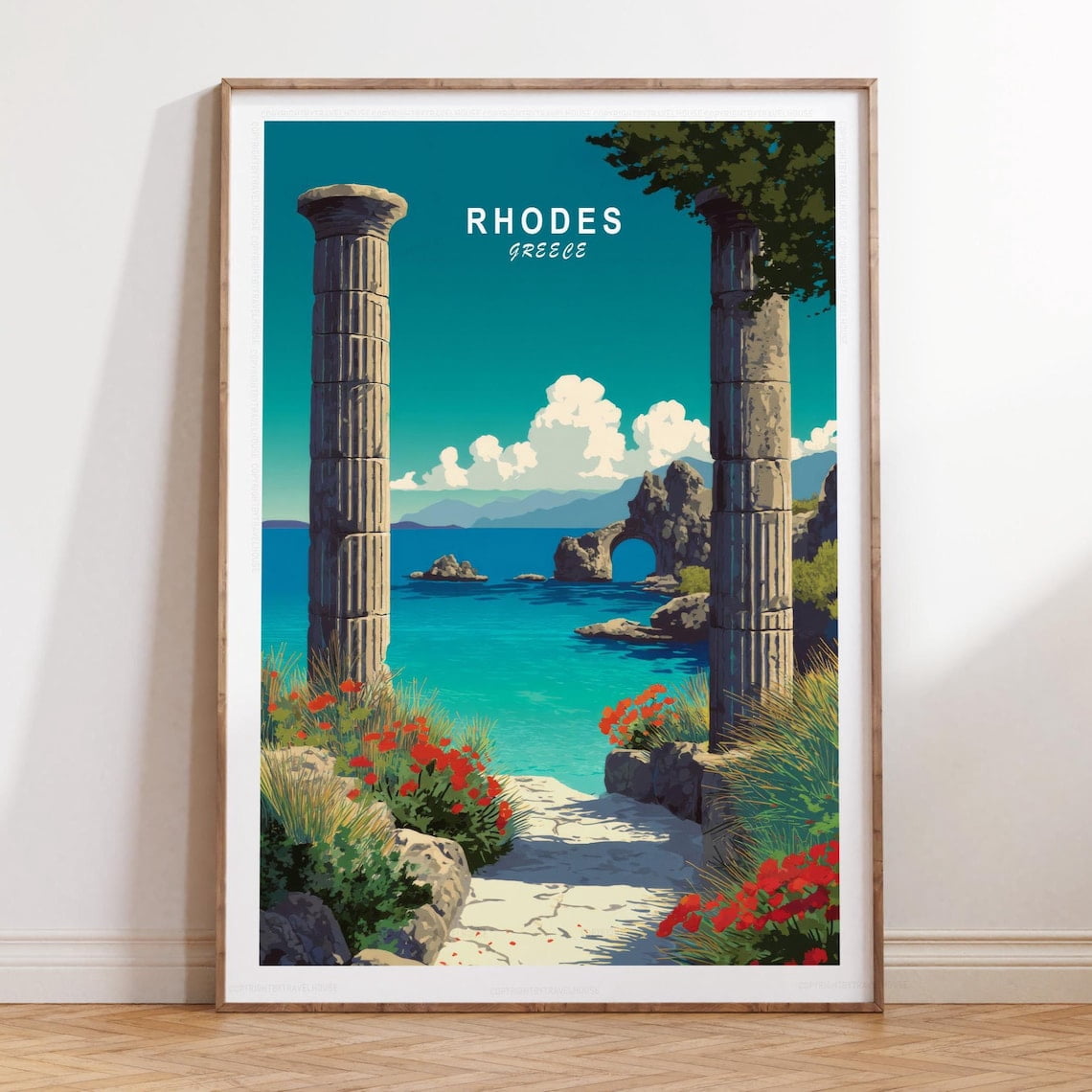 Islander Sliipper Rhodes Greece Wall Art Print, Mediterranean Island Travel Decor ...