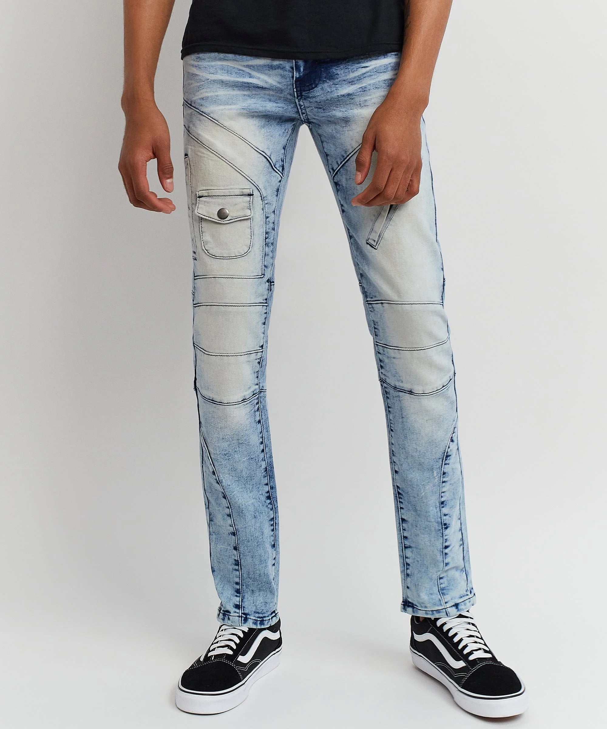 Light washed cheap moto jeans